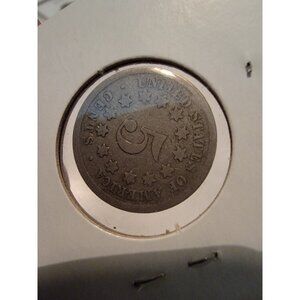 1800s Shield With Rays Nickel 1866 Five Cents 5 Cent Piece Coin US Civil Era